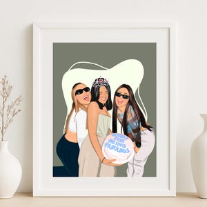 Personalised 18th Birthday Present, 18th Birthday Gift For Her, Best Friend Print, Custom minimalist Faceless Portrait, Digital Portrait