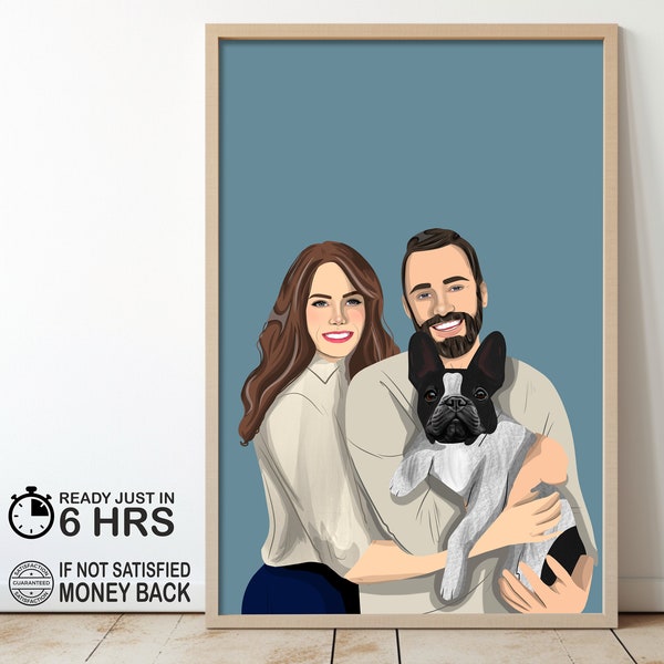 Custom Family Portrait, Custom dog owner gift, Personalized Pet Portrait, Custom Pet, Gift for pet, Dog Lover Gift, Digital Portrait