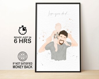 Custom Minimal Watercolor Portrait, Personalised Family Portrait From Photo, Father's Day Gift, Faceless Portraits