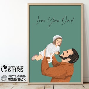 Vatertagsgeschenk, Benutzerdefinierte Porträts für Papa, Gesichtslose Porträtdruck, Benutzerdefinierte Familienporträtillustration, Vatertagsgeschenke von der Tochter