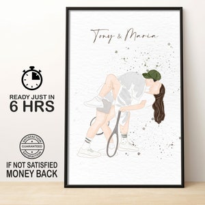 Personalised Engagement Gifts for Couple, Custom Couple Portrait, Family Portrait with Watercolor Painting from photo,