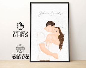 Custom Watercolor Painting From Photo, Personalised Engagement Gifts for Couple, Wedding Anniversary Gifts, Birthday Gift