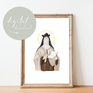 Digital Saint Teresa of Avila | Saint Art | Saint Watercolor | Saint Card | Catholic Gift | Confirmation Gift | First Communion Gift
