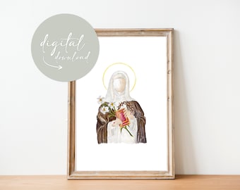 Digital Saint Catherine of Siena | Saint Art | Saint Watercolor | Saint Card | Catholic Gift | Confirmation Gift