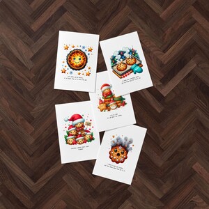 Funny Food-Themed Christmas Cards (5-Pack) | Original Pun Cards | Festive Xmas Cards | Punderful Holiday Greetings