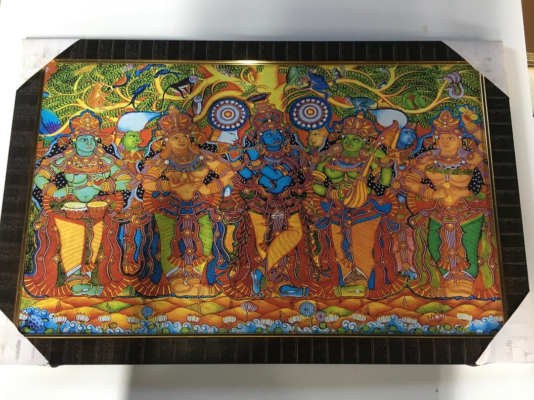 Radha Krishna Mural Painting Laminated Wallframes 28 5x18 5 Etsy