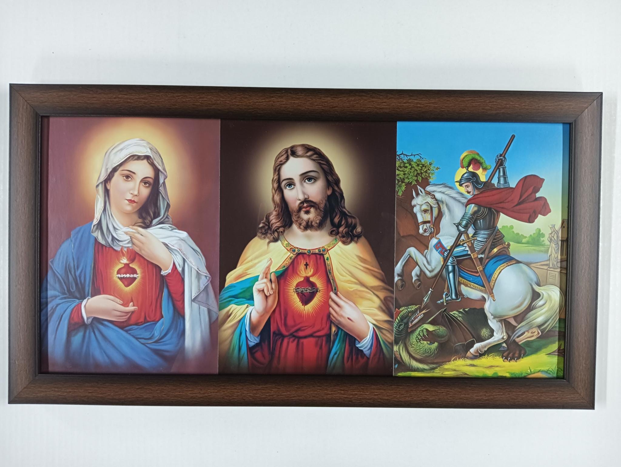 Mother Mary/jesus Sacred Heart/saint George Framed Picture Frames