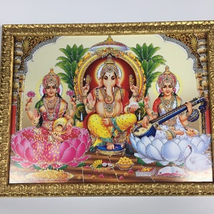 Cornici per foto Sri Lakshmi Saraswati e Ganesha CORNICI DA PARETE (17,5x13,5&quot;)