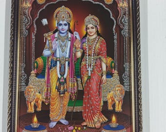 Shri Ram  Mata Sita Photo God Photo Framed Picture Frames  WALLFRAMES (10X12")