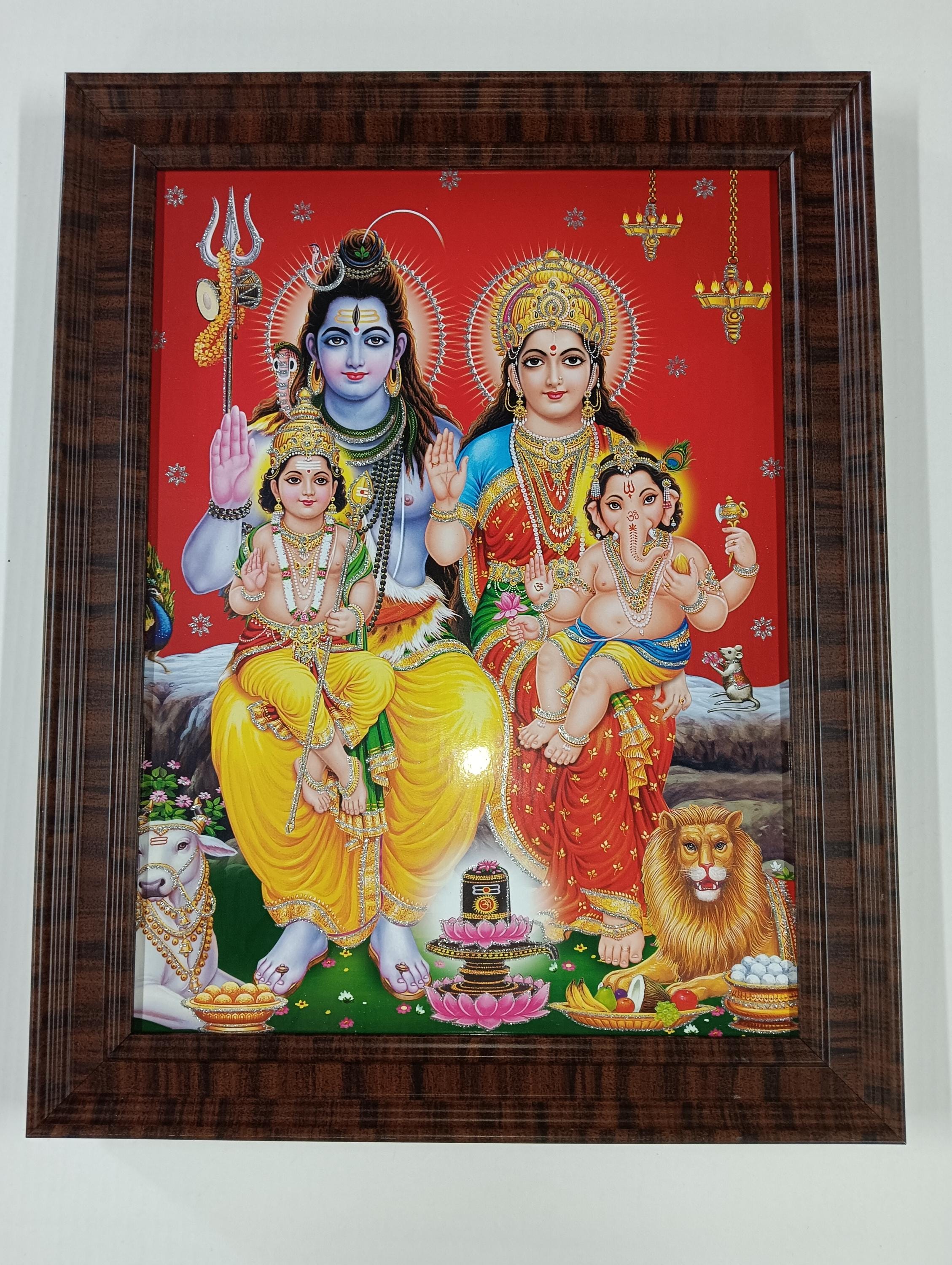 Lord Shiva's Family Shiv Parivar Laminated Framed Picture Frames