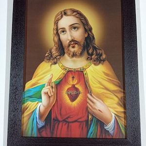 Jesus Christ Sacred Heart Framed Picture Frames  Laminated WALLFRAMES(20X15”)