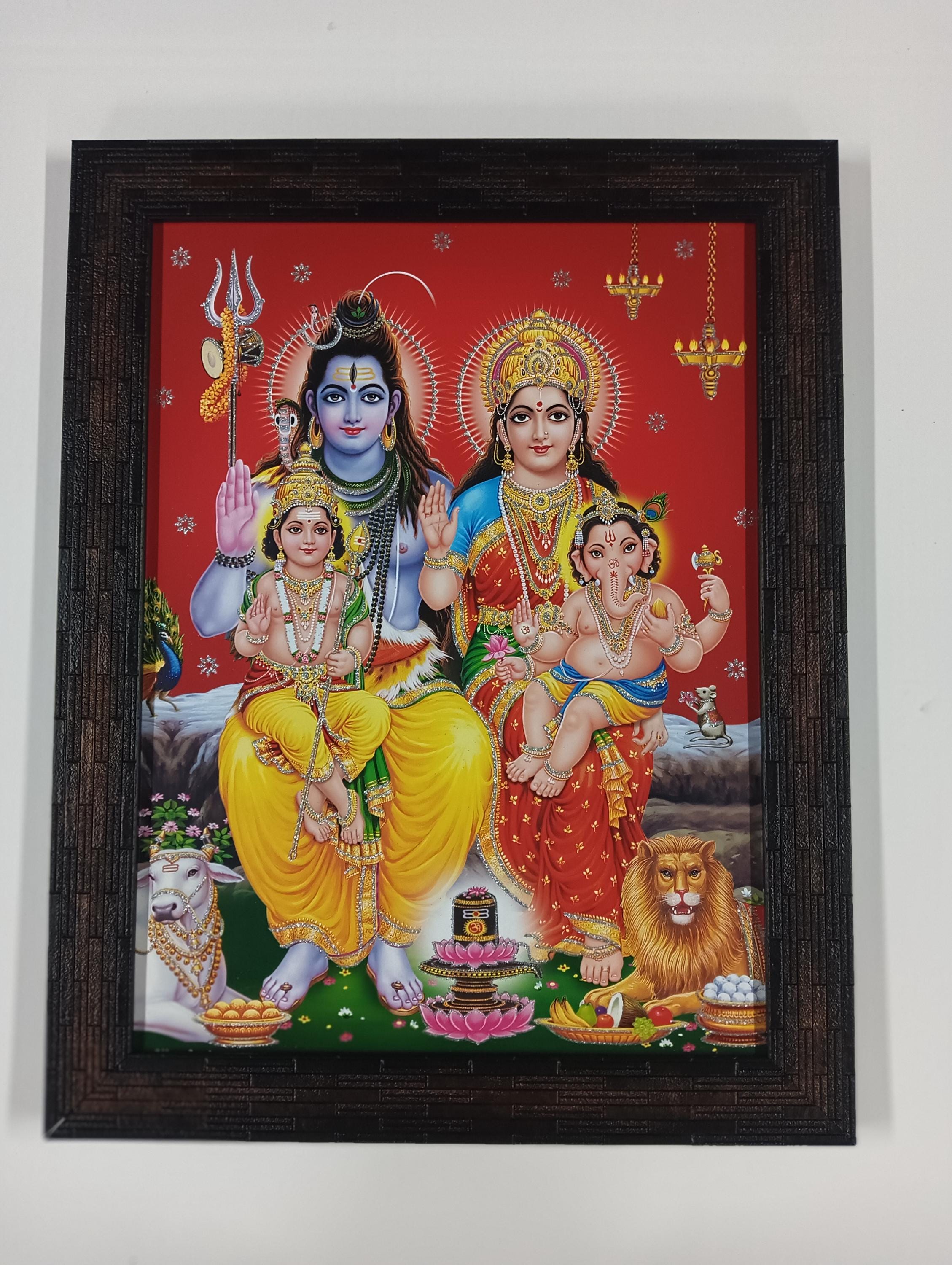 Lord Shiva's Family Shiv Parivar Laminated Framed Picture Frames