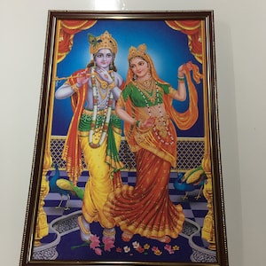 Radha Krishna Göttliche Liebe Laminierte WANDRAMES (18.5x13 &quot;)