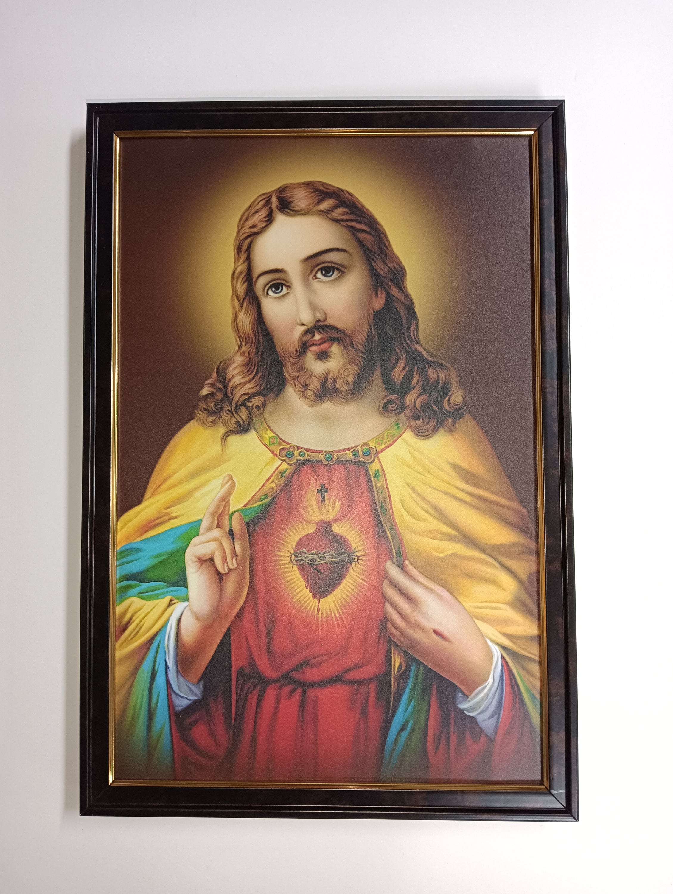 イエス・キリストの聖心ラミネート加工額縁 壁掛け用額縁（13.5×9.5