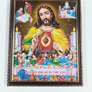 Jezus Christus Heilig Hart Laatste Avondmaal Ingelijste fotolijsten WANDLIJST (12 x 10")