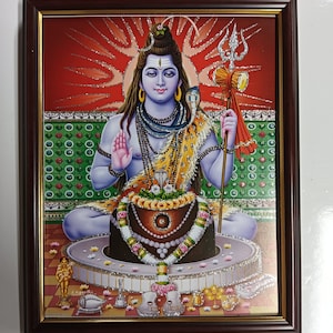 Lord Shiva\Shankara\Bholenath\Maheshwara\Mahadeva Giving Blessing Framed Picture Frames WALLFRAMES (12X10&quot;)