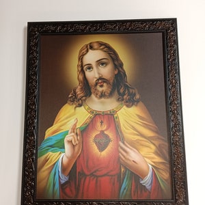 Jesus Christ Sacred Heart Framed Picture Frames  Laminated WALLFRAMES (21.2X17.2”)