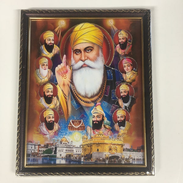 Guru Nanak Dev Ji with Guru Gobind Singh Framed WALLFRAMES (10x12")