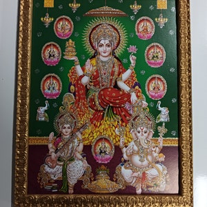 Sri Lakshmi Saraswati and Ganesha Framed Picture Frames  WALLFRAMES(17.5x13.5&quot;)