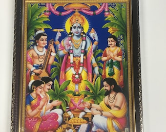 Lord Satyanarayan / Satyanarayana / Shree Satya Narayan Framed WALLFRAMES (10x12")