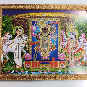 Sri Nathji of Nathdwara yamunaji mahaprabhuji Religious Framed Picture Frames  WALLFRAMES (17.5X13.5&quot;)