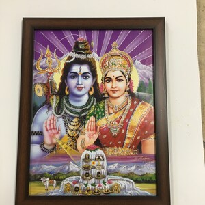 Lord Shiva Parvati Framed Picture Frames  WALLFRAMES (17.5x13.5&quot;)