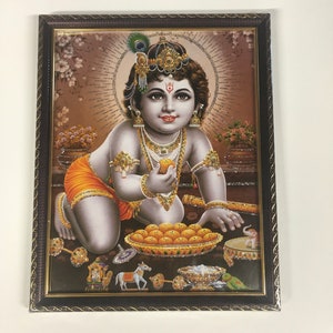 Laddu Gopal Baby Krishna Framed Picture Frames  WALLFRAMES (10x12&quot;)