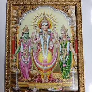 Lord Murugan With Valli & Devyani Framed Picture Frames  WALLFRAMES (17.5x13.5&quot;)