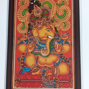 Ganesha Wandbild Druck Kunstwerk Laminierte gerahmte WALLFRAMES ( 30.2X20.5 ")