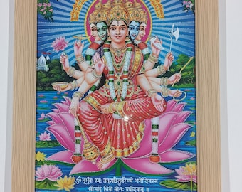 El Mantra Gayatri, la diosa Savitri, marcos de fotos laminados enmarcados WALLFRAMES (18,2 x 14,2")