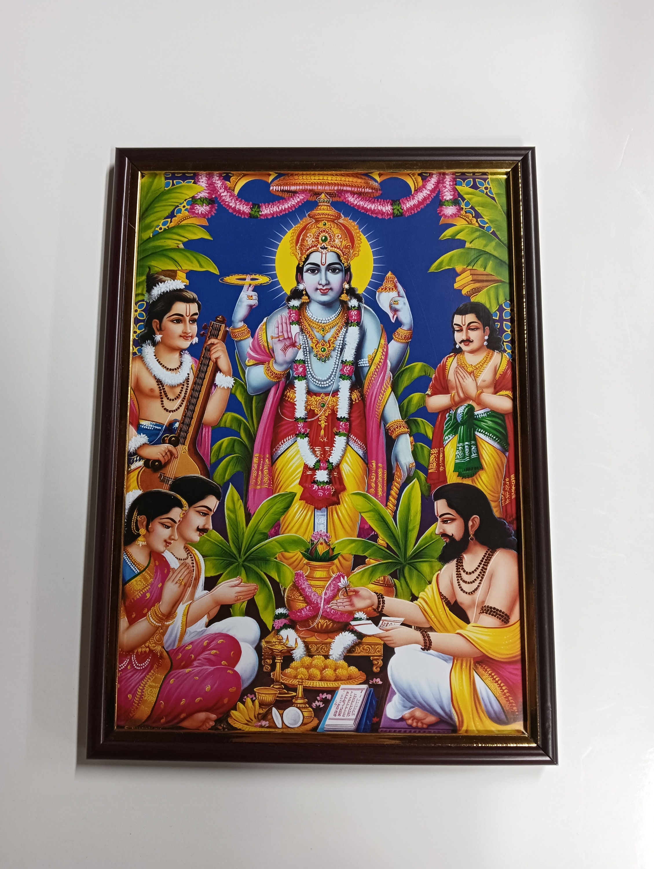 Lord Satyanarayan / Satyanarayana / Shree Satya Narayan Framed  Picture Frames WALLFRAMES (10x7")