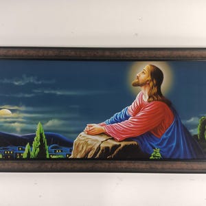 Gesthamane Jesus Christ praying in Garden framed Laminated Picture Frames WALLFRAMES (32.5x15.5”)
