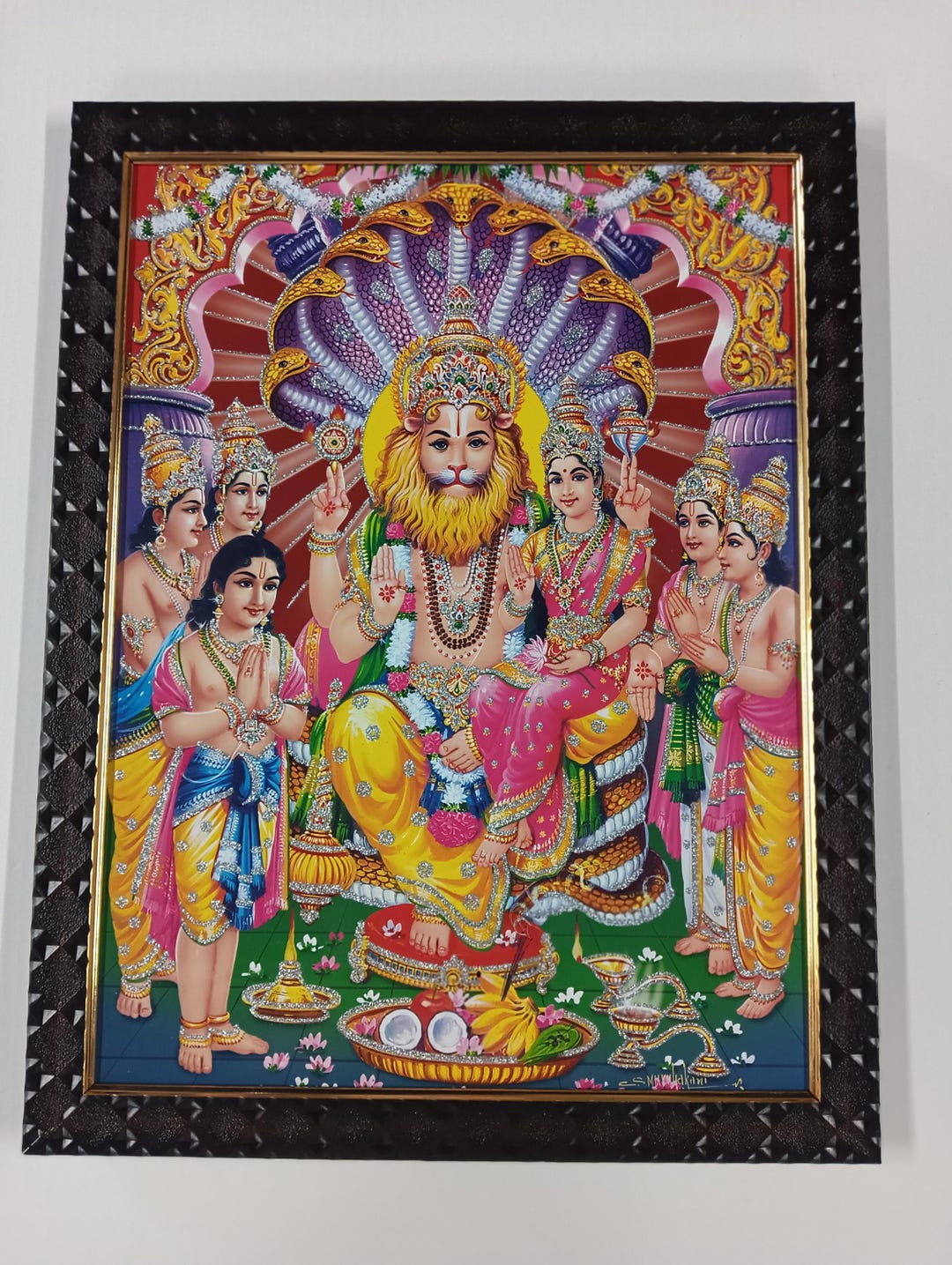 Narasimha Hindu God Vishnu, Depicted as a Half-man, Half-lion Framed ...