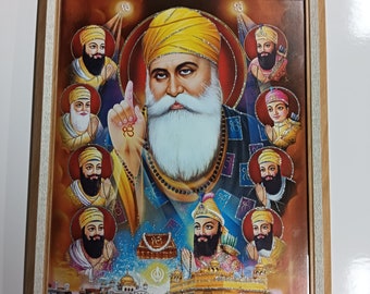 Guru Nanak Dev Ji with Guru Gobind Singh Framed WALLFRAMES (17X13")