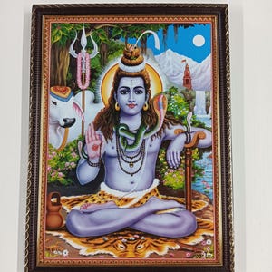 Lord Shiva\Shankara\Bholenath\Maheshwara\Mahadeva Giving Blessing Framed Picture Frames  WALLFRAMES (13x10&quot;)