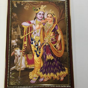 Radha Krishna Göttliche Liebe Laminierte gerahmte Bilderrahmen WALLFRAMES (19.5x13.5 &quot;)