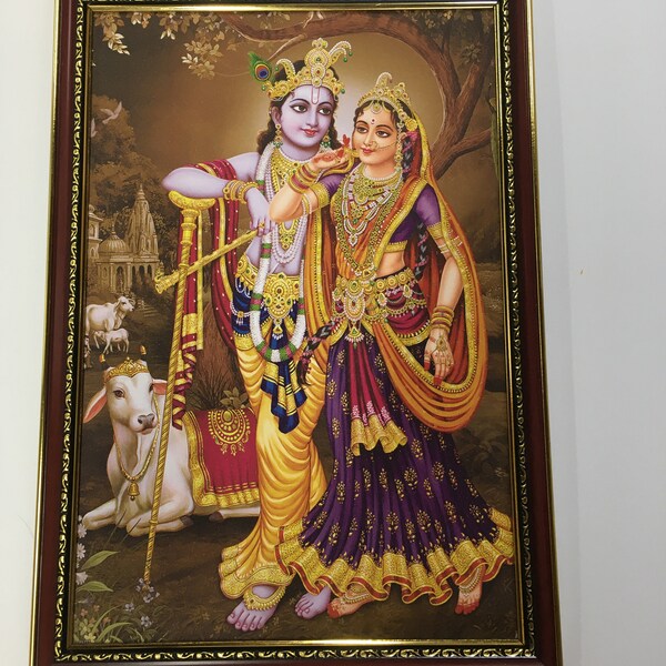 Radha Krishna Divine Love  Laminated WALLFRAMES(19.5x13.5")