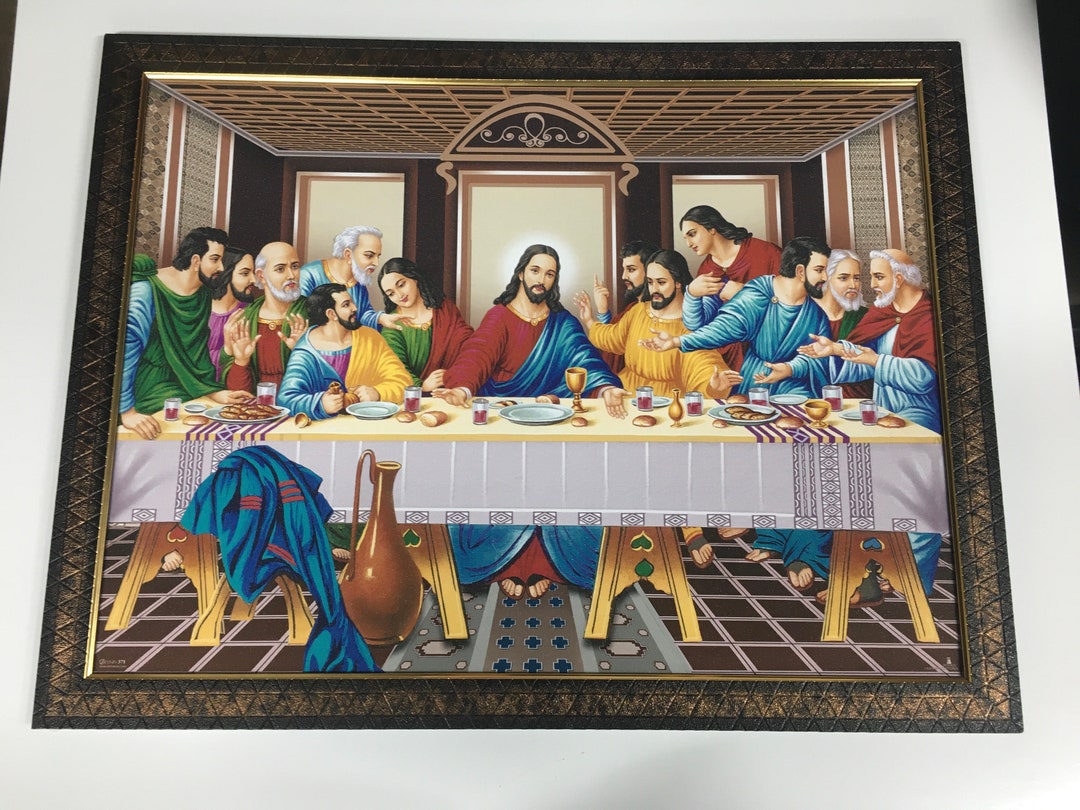 イエス・キリストの最後の晩餐 額入り写真フレーム ラミネート加工