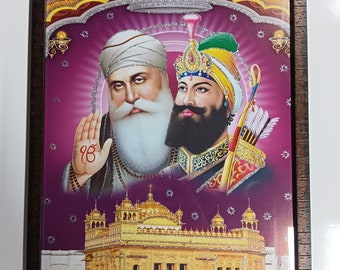Guru Nanak Dev Ji with Guru Gobind Singh Framed WALLFRAMES (16X12.5")