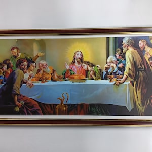 Jesus Christ Last Supper  Laminated framed  Picture Frames WALLFRAMES (20.5X11&quot;)