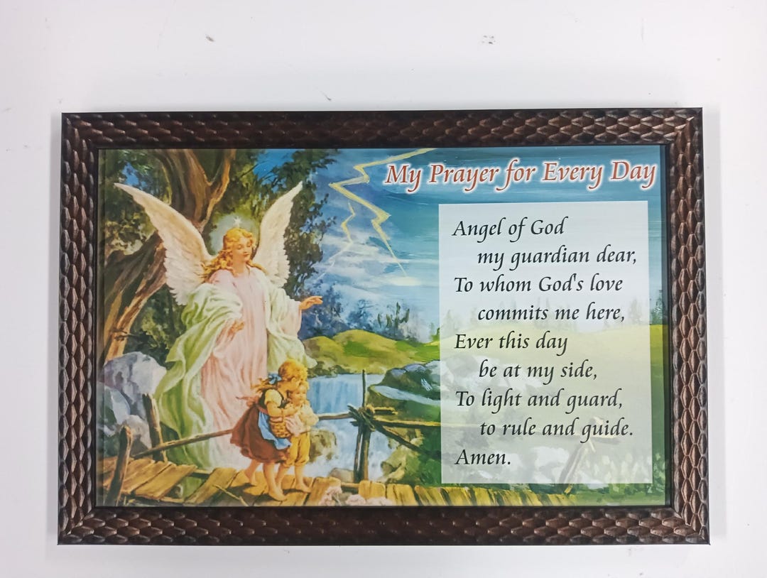 Angel of God Prayer Wall Art – Guardian Angel With Children Religious ...