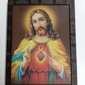 Jesus Christ Sacred Heart Laminated Framed Picture Frames WALLFRAMES (19X14&quot;)