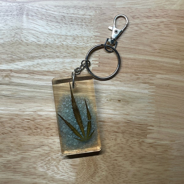 Real Marijuana Leaf Keychain