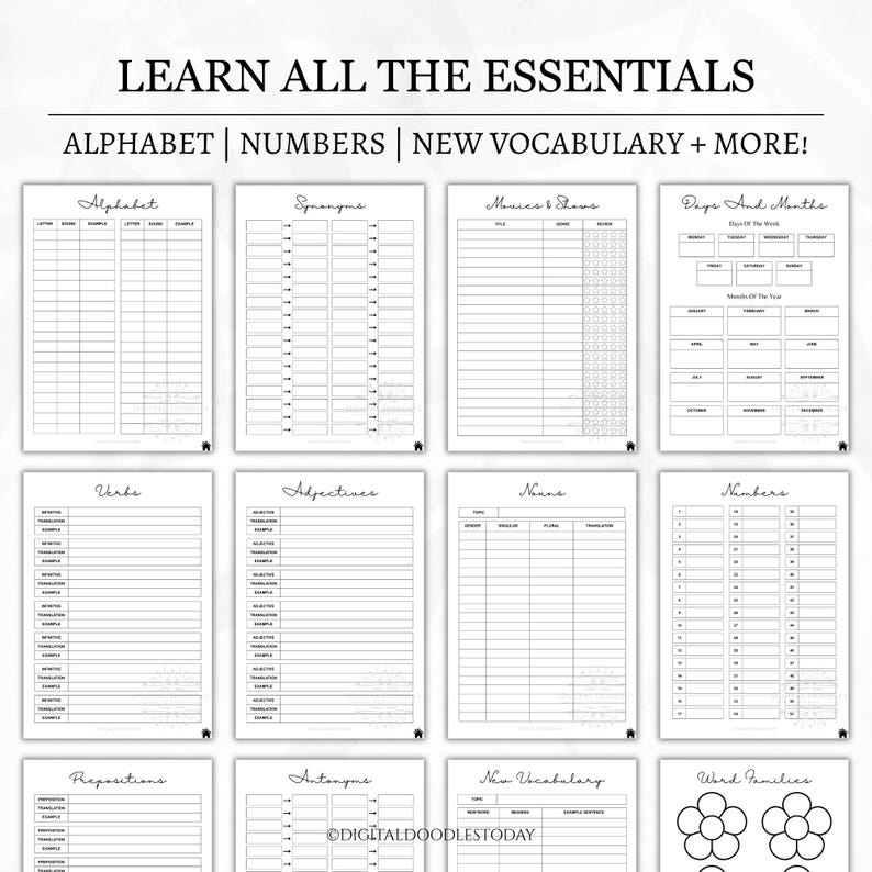 Pdf Template Language Learning Language Learning Planner Printable Template Digital Download, Language ...