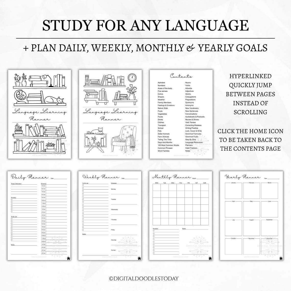 Pdf Template Language Learning Language Learning Planner Printable Template Digital Download, Language ...