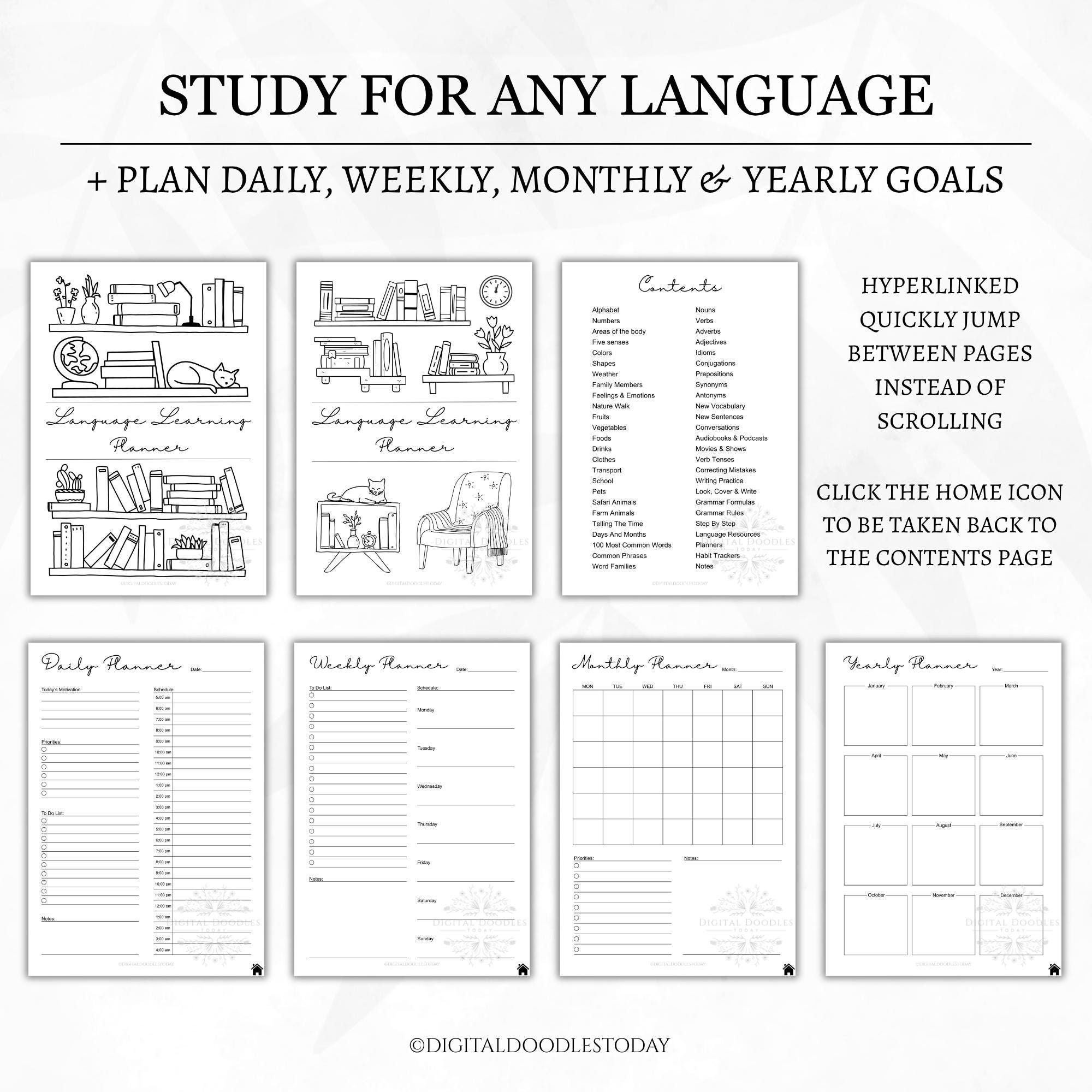 Language Learning Planner Printable Template Digital Download, Language ...