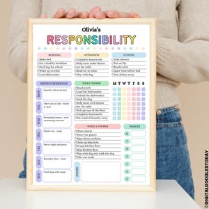 Editable Kids chore chart bundle,Kids daily checklist canva,Editable responsibility chart,Allowance,Screentime,Behavior,Reward chart, PDF image 11