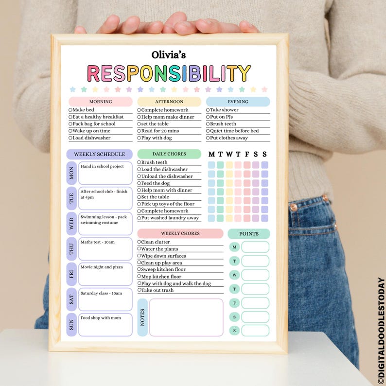 Editable Kids chore chart bundle,Kids daily checklist canva,Editable responsibility chart,Allowance,Screentime,Behavior,Reward chart, PDF image 11
