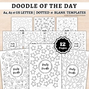 Pacchetto Disegno del Giorno, Pagine per Bullet Journal Stampabili, Download Bullet Journal, Modelli BUJO, Pagine per Disegni Mensili, Pagina per Disegni Giornalieri