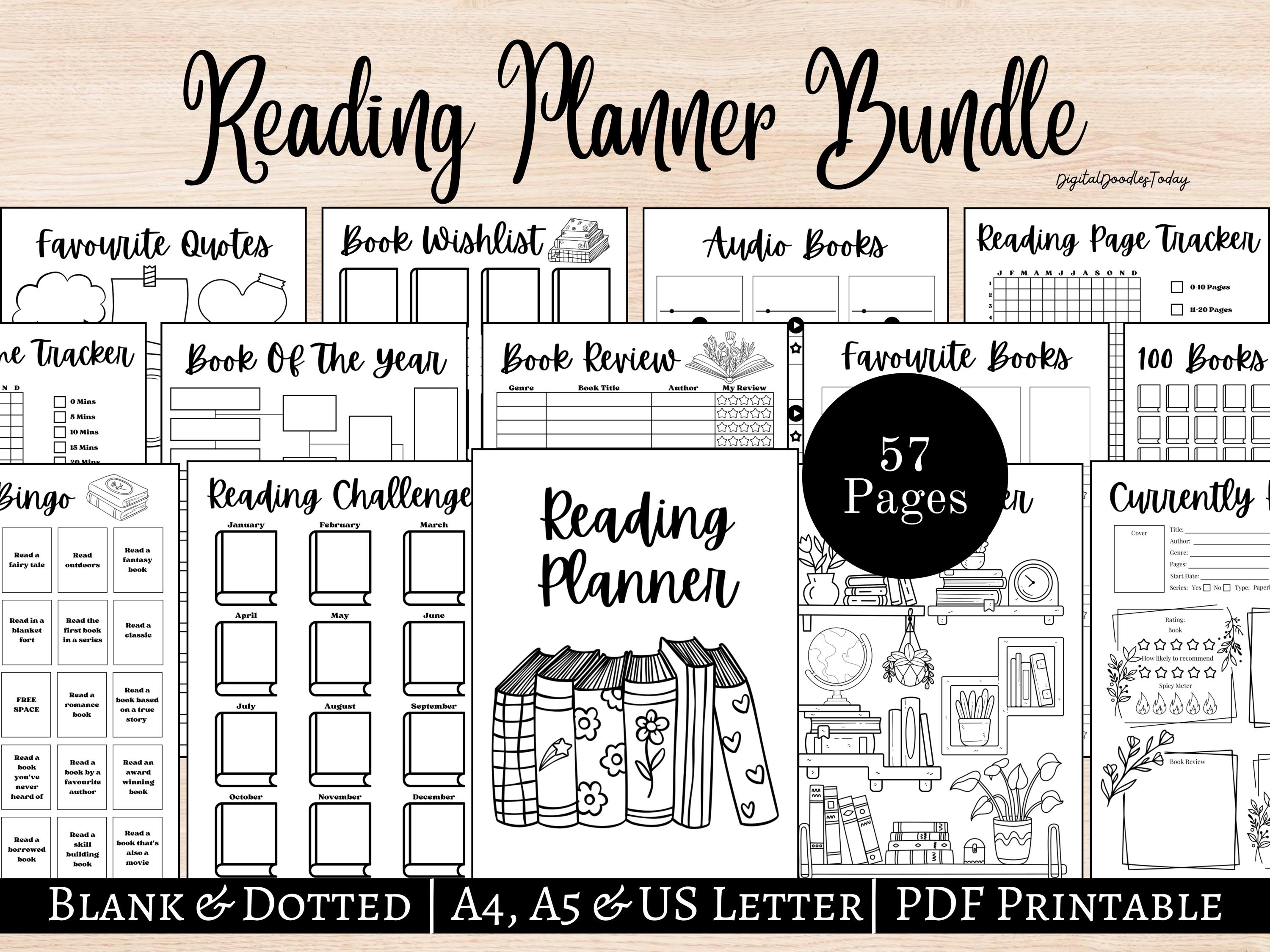 Reading Journal Printable, Book Reading Planner, Reading Challenge ...
